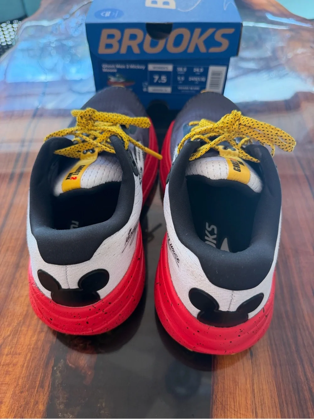 Brooks women’s Ghost Disney Mickey Mouse Running Shoes Gray with Red & Yellow
